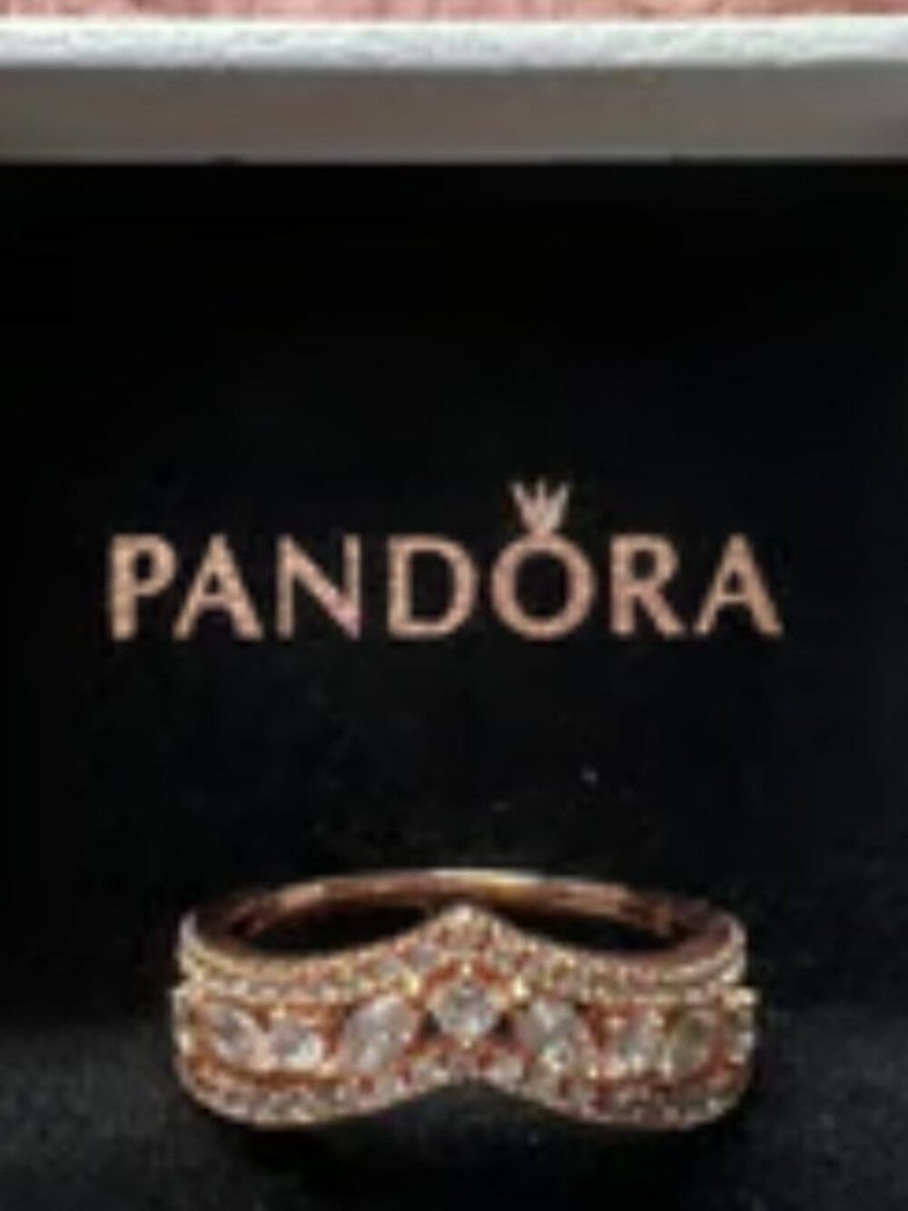 Pandora Sparkling Marquise Double Wishbone Rose Gold Plated Ring